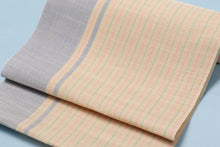 画像をギャラリービューアに読み込む, 着物 夏帯 名古屋帯 単衣 盛夏 カジュアル 麻 ストライプ 浴衣帯 浴衣 小紋