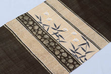 画像をギャラリービューアに読み込む, 野口 麻名古屋帯 石垣千鳥模様 夏帯 麻 普段 麻の帯 未仕立て 反物 染め帯