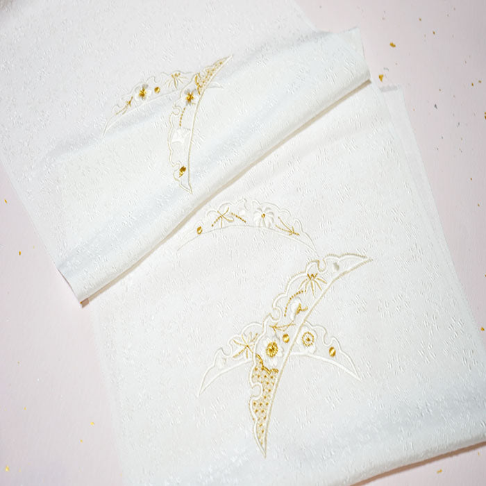 帯揚げ】楊柳地 豪華刺繍 NO.3654 正絹 丹後ちりめん 礼装〜普段着