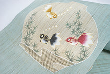 画像をギャラリービューアに読み込む, 名古屋帯 着物 夏帯 野口 染 麻 本麻 未仕立て 新品 カジュアル 金魚 しゃれ帯