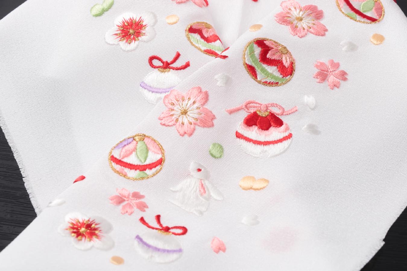 七五三 半衿 正絹 刺繍 白地 衿秀 半襟 半衿 刺しゅう 正絹半衿 半襟 