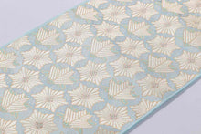 画像をギャラリービューアに読み込む, 西陣 斎城織物 名古屋帯 九寸 帯 未仕立て 青 水色 ブルー 九寸名古屋帯 反物 新品 なごや帯 お洒落 色無地 無地 付下げ 小紋 おしゃれ カジュアル