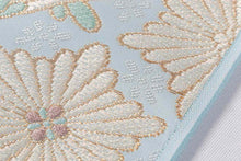 画像をギャラリービューアに読み込む, 西陣 斎城織物 名古屋帯 九寸 帯 未仕立て 青 水色 ブルー 九寸名古屋帯 反物 新品 なごや帯 お洒落 色無地 無地 付下げ 小紋 おしゃれ カジュアル