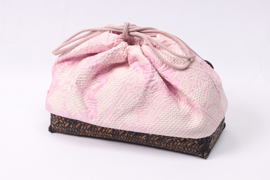和柄 巾着袋 ピンク 籠 袴 和装用バック 可愛い 着物 巾着 和装小物