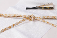 画像をギャラリービューアに読み込む, 帯締め 黒留袖 白 金 正絹 留袖 結婚式 色留袖 礼装 フォーマル 龍工房