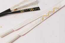 画像をギャラリービューアに読み込む, 帯締め 黒留袖 白 金 正絹 留袖 結婚式 色留袖 礼装 フォーマル 龍工房