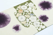 画像をギャラリービューアに読み込む, 着物 名古屋帯 野口 染 紬 霞取緑丸絞白茶地 越後小千谷 染帯 九寸名古屋 絞り しゃれ帯