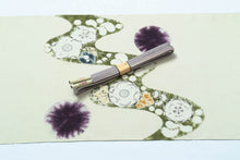 画像をギャラリービューアに読み込む, 着物 名古屋帯 野口 染 紬 霞取緑丸絞白茶地 越後小千谷 染帯 九寸名古屋 絞り しゃれ帯