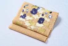 画像をギャラリービューアに読み込む, 工芸キモノ野口 正絹 刺繍 九寸名古屋帯 野蚕三越手織地 名古屋帯 染帯 絹 正絹 刺繍 反物 夏 単衣 夏着物 夏 夏帯