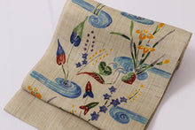 画像をギャラリービューアに読み込む, 着物 名古屋帯 新品 反物 夏帯 夏用 麻 野口 紅型