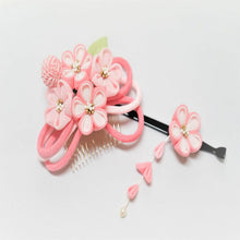 画像をギャラリービューアに読み込む, 髪飾り かんざし 2点セット つまみ細工 七五三 卒園式 スリーピン パッチンピン ヘアアクセサリー かみかざり