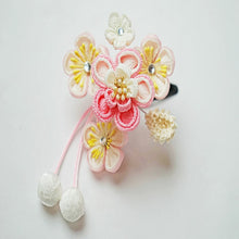 画像をギャラリービューアに読み込む, 髪飾り かんざし 2点セット つまみ細工 七五三 卒園式 スリーピン パッチンピン ヘアアクセサリー かみかざり