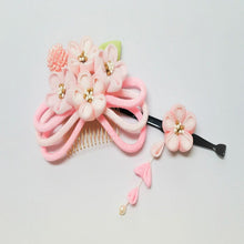 画像をギャラリービューアに読み込む, 髪飾り かんざし 2点セット つまみ細工 七五三 卒園式 スリーピン パッチンピン ヘアアクセサリー かみかざり