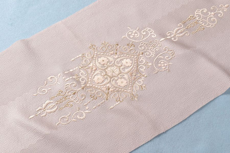縮緬 帯揚げ 刺繍 牡丹鼠色 正絹 和装小物さくら おしゃれ 袋帯 しゃれ 