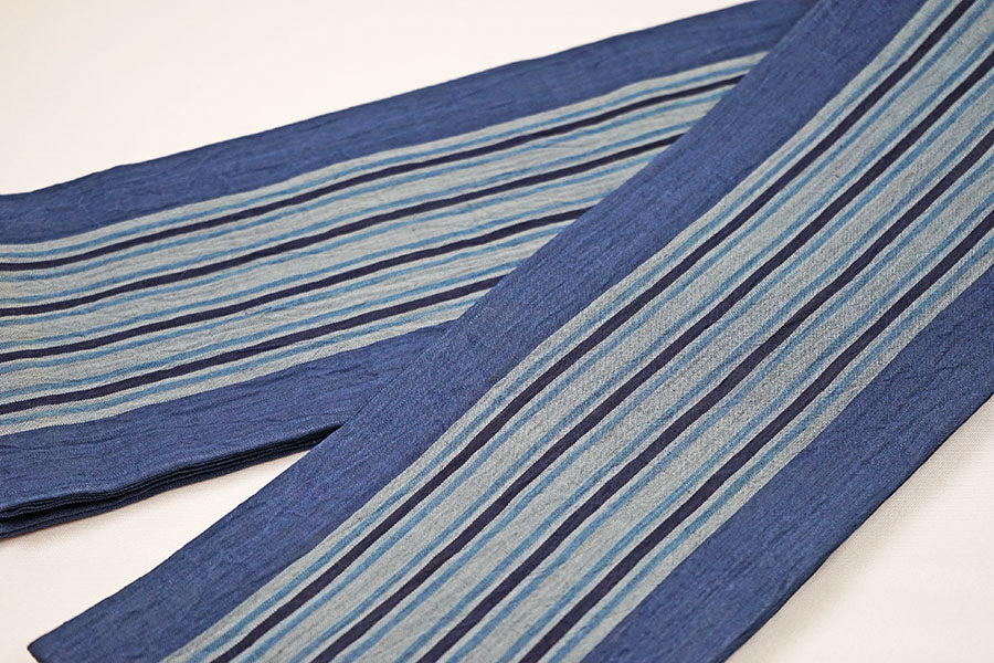 小千谷 麻 藍 ゆかた帯 浴衣帯 半幅帯 日本製 浴衣 レディース 夏 細帯 四寸帯 新品