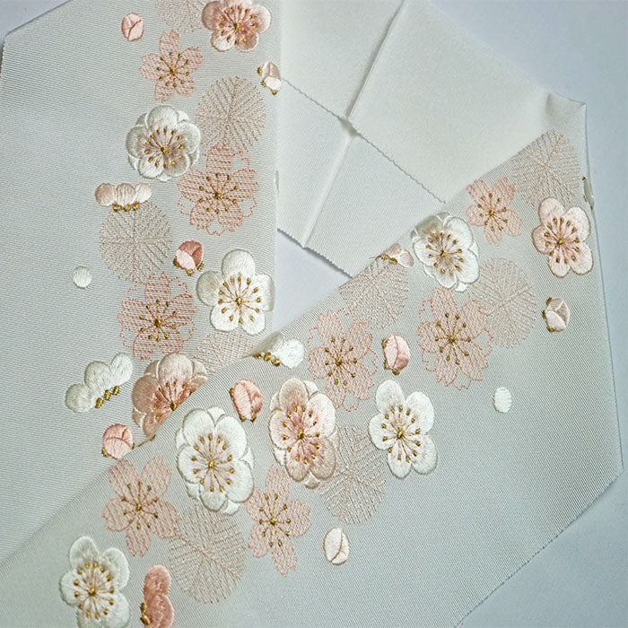 梅 桜 春 刺繍 正絹半衿 衿秀 刺繍入り 振袖 半襟 半衿 刺しゅう