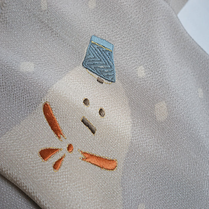 雪だるま 帯揚げ 正絹 絞り 冬 雪 衿秀 鼠色 着物 帯揚 絞り 上品 帯