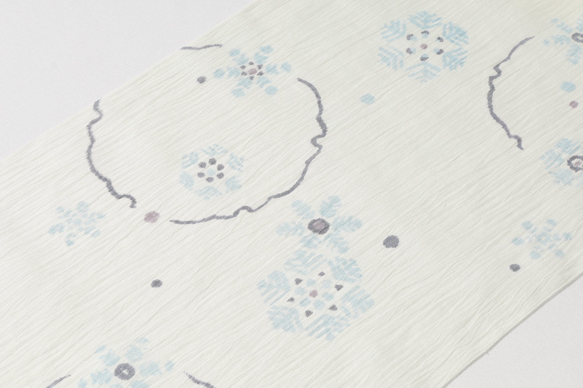 夏着物 反物 苧麻 樋口隆司 雪輪 雪の結晶 夏 着物 薄目 未仕立て 丈夫