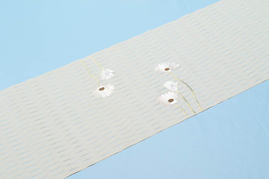 名古屋帯 染帯 野口 工芸キモノ野口 絹 正絹 刺繍 反物 夏 単衣 名古屋帯 染帯 野口 工芸キモノ野口 絹 正絹 刺繍 反物 夏 単衣