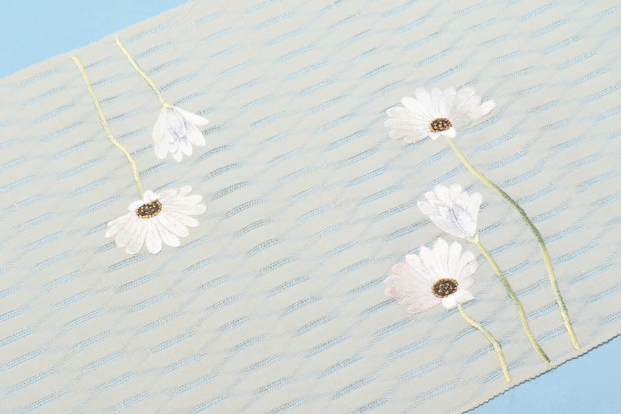 名古屋帯 染帯 野口 工芸キモノ野口 絹 正絹 刺繍 反物 夏 単衣 夏着物