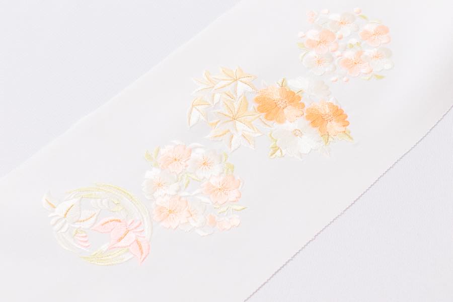 華やか 刺繍衿 刺繍半衿 衿 加藤萬 みふじ 花丸 着物 きもの 半襟 半衿